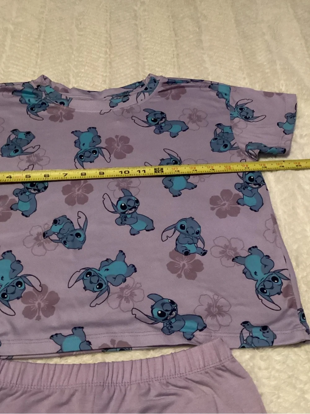 Disney Stitch Lounge Play Outfit Set Girls Purple 10/12 Stitch Floral Pj Set